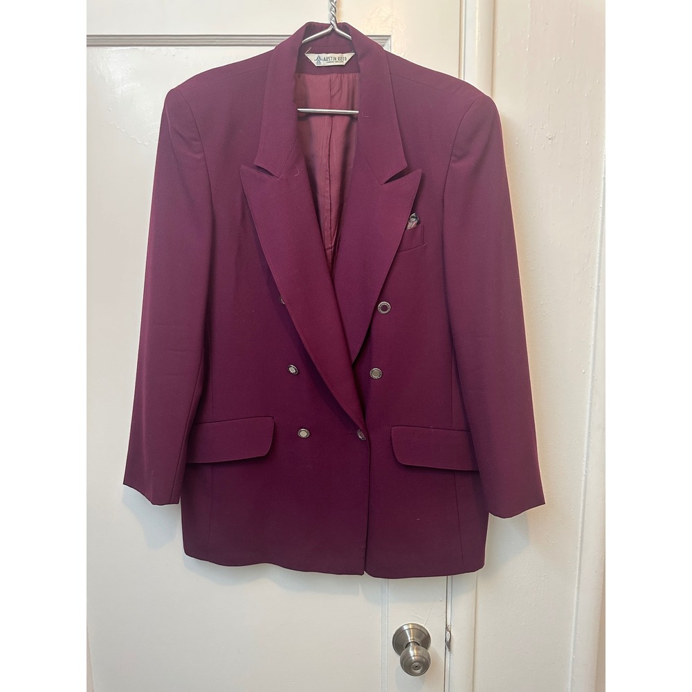 Austin Reed London Vintage Double Breasted Blazer Plum Burgundy Womens 14